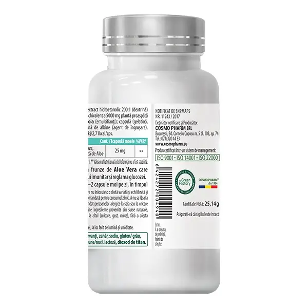 Aloe Vera – Echivalent 5000 mg Gel, 30 capsule, cosmo pharm [3]