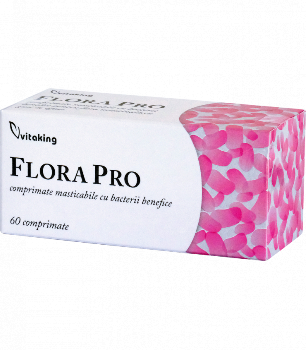 Probiotic Flora Pro cu bacterii benefice, 60 comprimate masticabile, Vitaking [1]