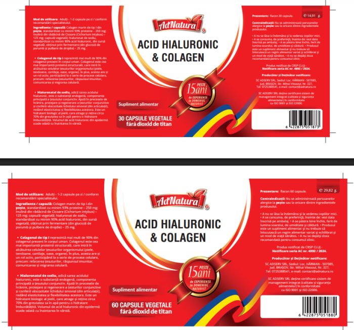 ACID HIALURONIC & COLAGEN, AdNatura  la Nana Plafar [3]