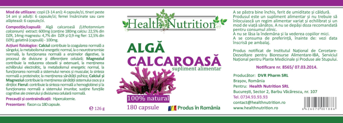 ALGA CALCAROASA, 180 capsule, Health Nutrition la Nana Plafar [2]