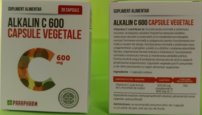 ALKALIN C 600 mg pentru IMUNITATE, 30 capsule, Parapharm [2]