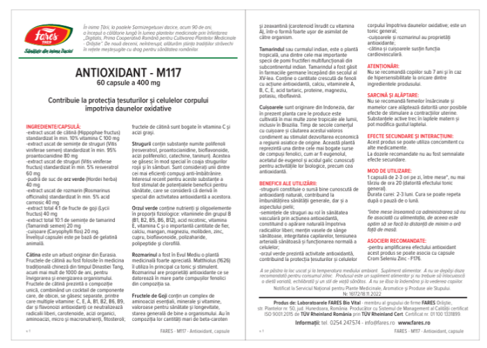 ANTIOXIDANT M117, 60 capsule, Fares la Nana Plafar [4]