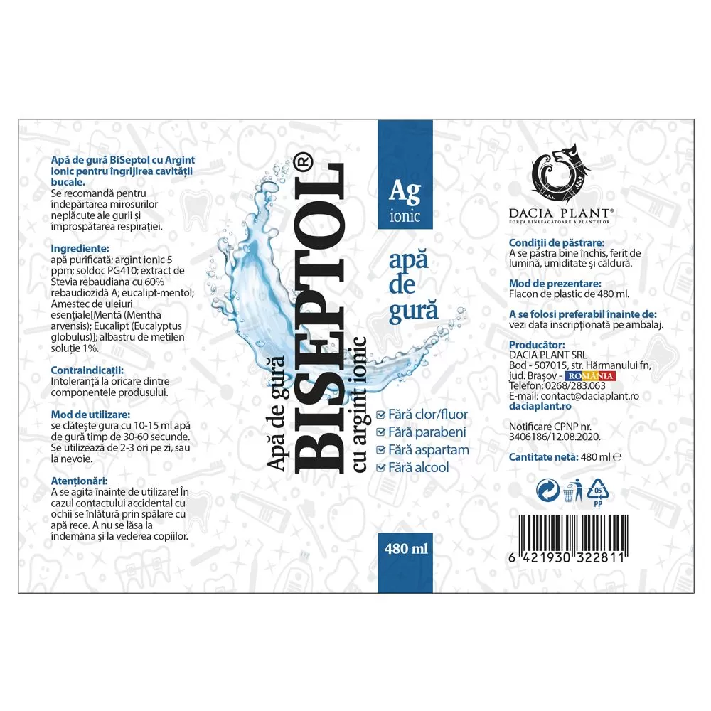 APA de GURA BiSeptol , 480ml, Dacia Plant la Nana Plafar [2]
