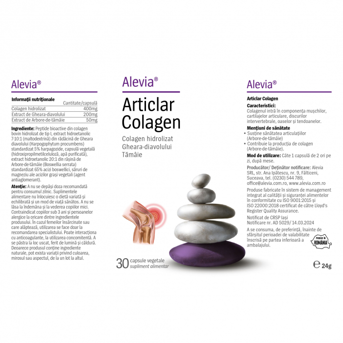 Articlar Colagen, 30 capsule vegetale, Alevia [2]