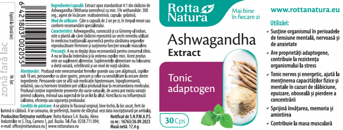 ASHWAGANDHA Extract 300mg, 30 capsule, Rotta Natura [2]