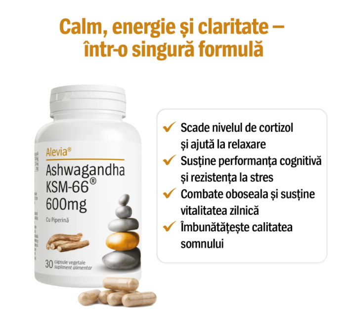 ASHWAGANDHA KSM-66, 600 mg, 30 capsule, Alevia  la Nana Plafar [4]
