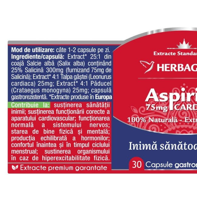 ASPIRINA NATURALA Cardioprim 75mg,  Herbagetica [2]