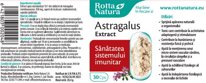 ASTRAGALUS EXTRACT 450mg, 30 capsule, Rotta Natura [2]