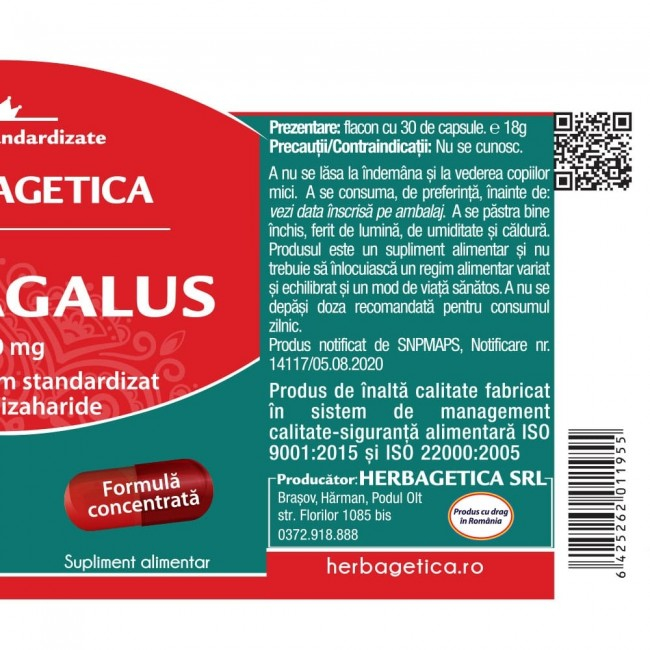 ASTRAGALUS pentru imunitate 500mg, Herbagetica [3]
