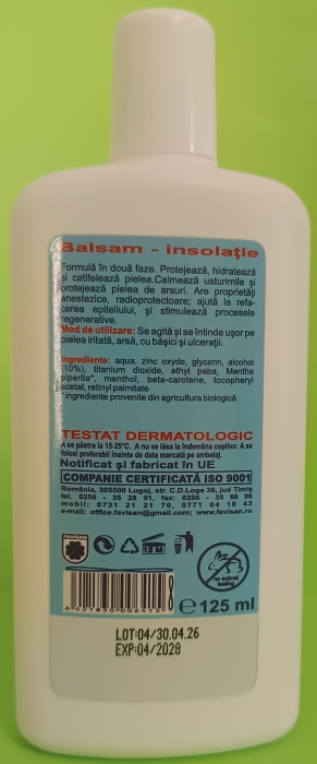 BALSAM CONTRA INSOLATIEI , FAVISOL, 125ML Favisan la Nana Plafar [2]