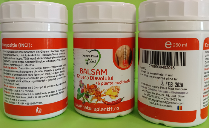 BALSAM Gheara Diavolului + 6 plante medicinale,  250 ml, Natura Plant la Nana Plafar [2]