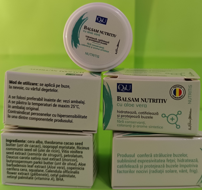BALSAM NUTRITIV pentru ingrijirea BUZELOR  Aloe Vera Q4U, 6 g, Tis Farmaceutic la Nana Plafar [3]