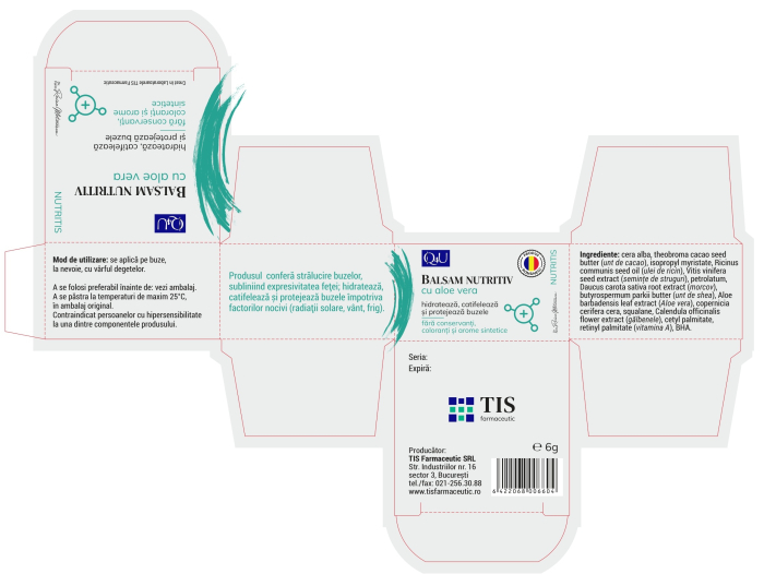 BALSAM NUTRITIV pentru ingrijirea BUZELOR  Aloe Vera Q4U, 6 g, Tis Farmaceutic la Nana Plafar [2]
