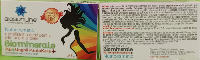 Vitamine pentru par – Biominerale Par & Unghii PantoKera+, 30 comprimate, BioSunLine la Nana Plafar [2]