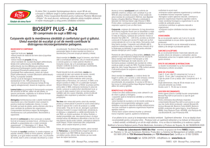 BIOSEPT PROTECT (BIOSEPT PLUS)  A24, 30 comprimate de supt, Fares [3]