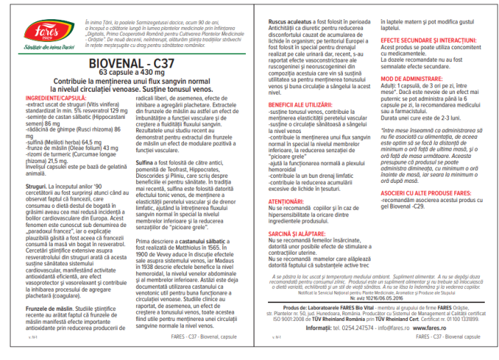 BIOVENAL C37, 63 capsule, Fares [4]