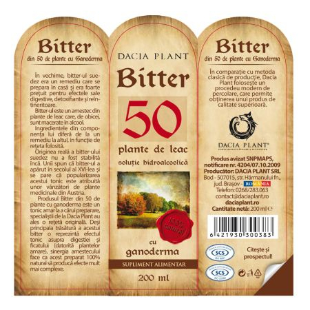 BITTER din 50 de plante cu Ganoderma, 200 ml, Dacia Plant [2]