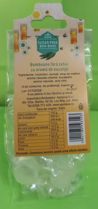 Bomboane cu Eucalipt fara zahar, 70gr - APIDAVA [2]