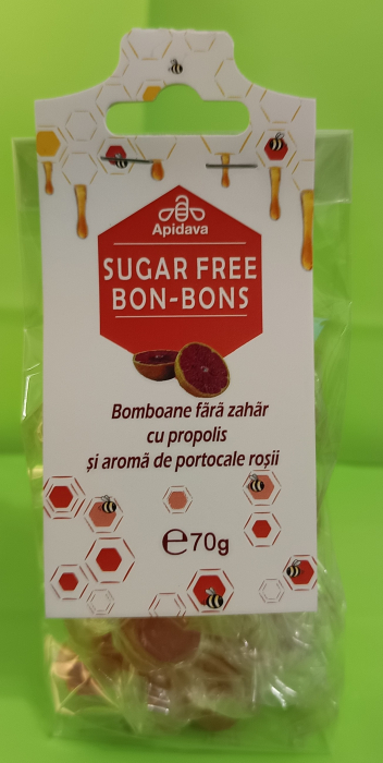 BOMBOANE cu Propolis şi Portocale rosii fara zahar, 70gr, Apidava la Nana Plafar [2]