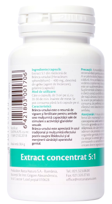 BRANCA URSULUI extract 60 capsule, Rotta Natura la Nana Plafar [2]