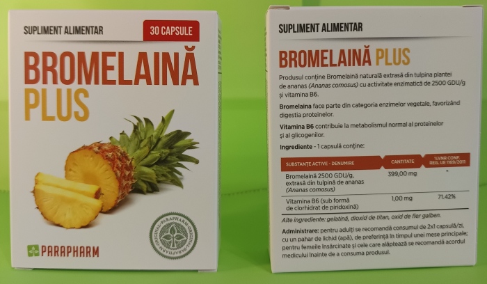 BROMELAINA PLUS  ENZIME DIGESTIVE, 30 capsule Parapharm [2]