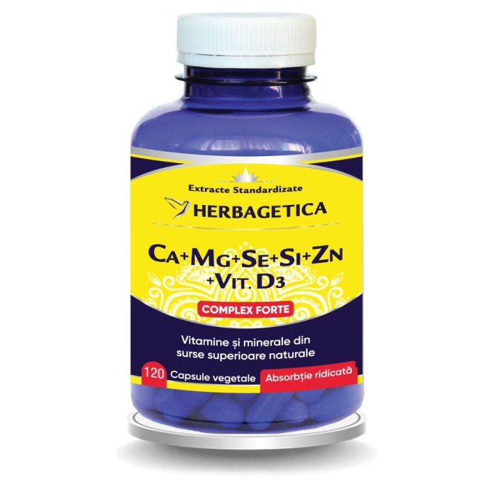 Ca + Mg + S e+ Si + Zn cu Vitamina D3 Complex Forte,  capsule, Herbagetica la Nana Plafar [5]