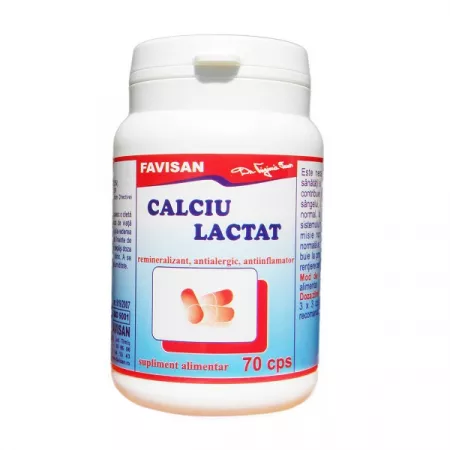 Calciu lactat, 70 capsule, Favisan [1]