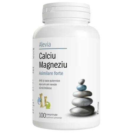 Calciu Magneziu Asimilare Forte, 100 comprimate, Alevia [1]