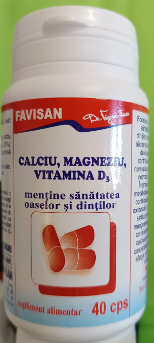 Calciu, Magneziu, Vitamina D3, 40 capsule, Favisan [2]