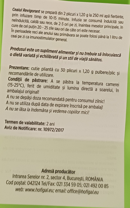 CEAI REVIGORANT 30 plicuri ANVELOPATE,Hofigal la nana plafar [5]
