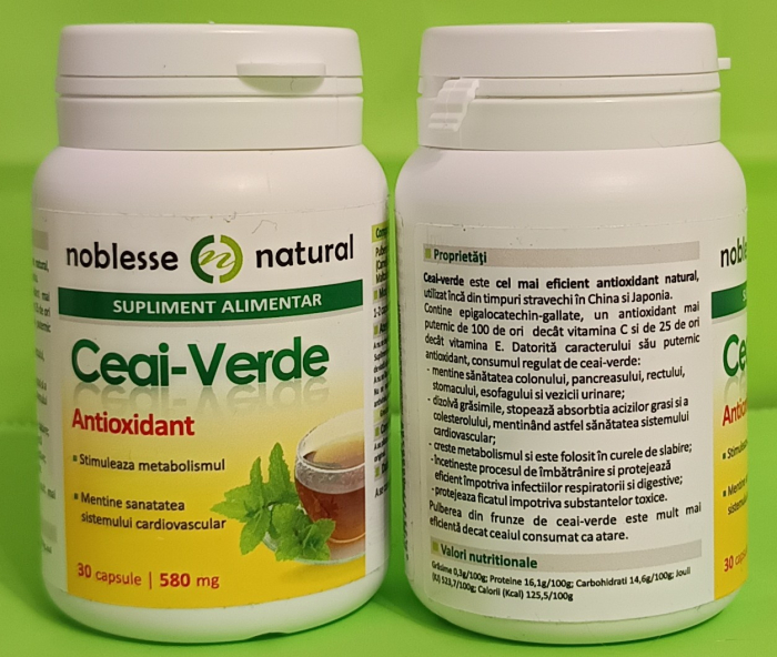 Ceai Verde 400mg, 30 capsule - NOBLESSE  la Nana Plafar [2]