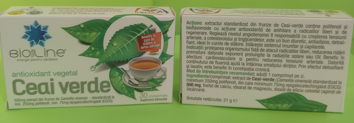 Ceai verde – comprimate pentru slabit, 30 comprimate, BioSunLine la Nana Plafar [2]