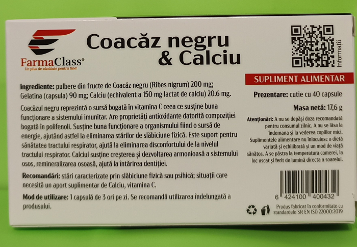 COACAZ NEGRU & CALCIU, 40 capsule, FarmaClass la Nana Plafar [2]