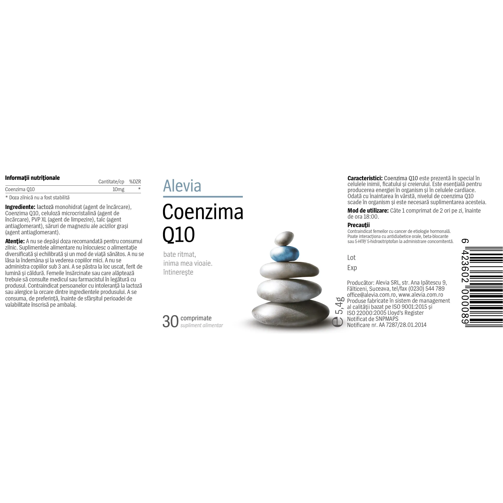 Coenzima Q10 10mg, 30 comprimate, Alevia [2]