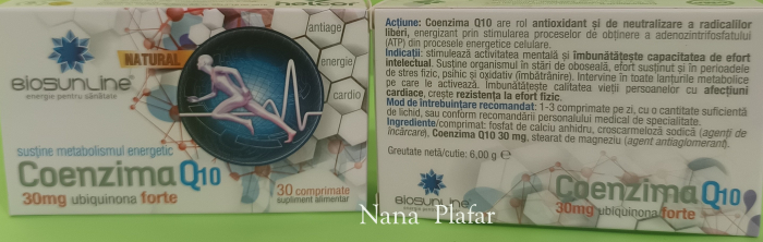 COENZIMA Q10 ubiquinona 30mg, 30 comprimate, BioSunLine Helcor la Nana Plafar [2]