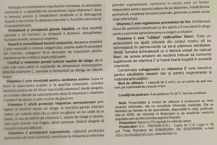 Colagen + Vitamina C Favisan, 70 capsule [7]