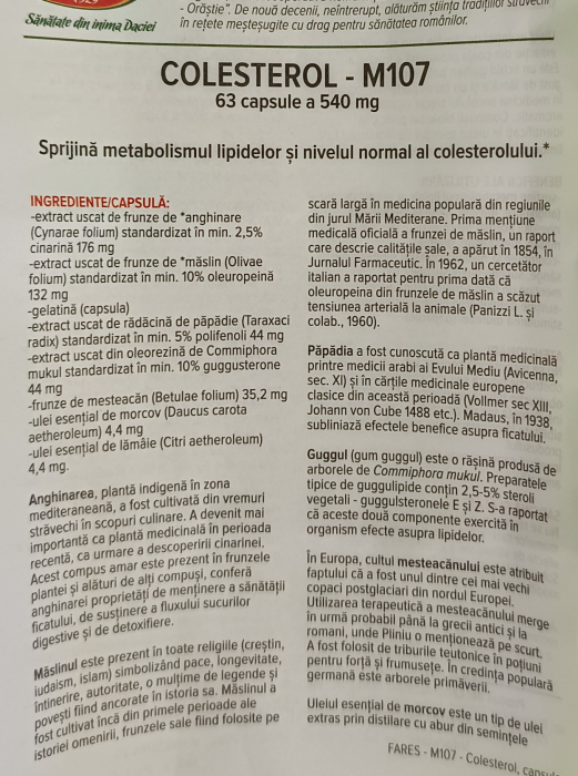 COLESTEROL M107, 63 capsule, Fares [2]