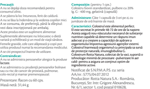 COLOSTRUM anticorpi naturali, 60 capsule, Rotta Natura   la Nana Plafar [2]