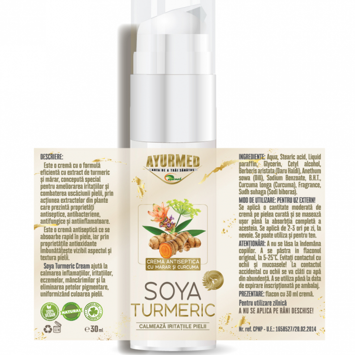 CREMA ANTISEPTICA SOYA TURMERIC, 30 ml, Ayurmed [2]