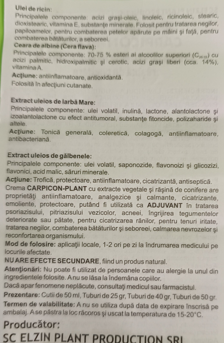 CREMA cu extracte naturale pure și rasina de conifere Carpicon Plant, 50 ml, ElzinPlant la Nana Plafar [3]