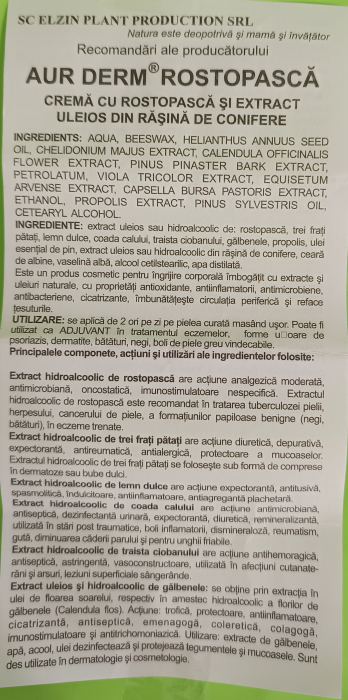 CREMA cu ROSTOPASCA-Aurderm, 50ml, Elzinplant [3]