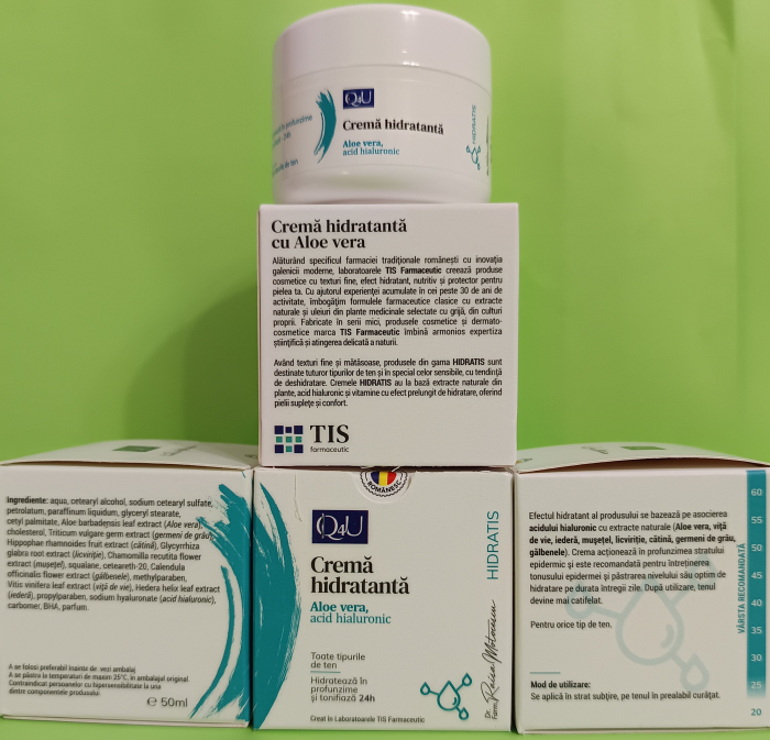 CREMA de FATA HIDRATANTA cu ALOE VERA și ACID HIALURONIC 50ml, TIS Farmaceutic [2]