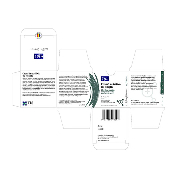 CREMA de FATA NUTRITIVA de NOAPTE cu ulei de AVOCADO complex BIOACTIV VIT A, E, 50ml, TIS Farmaceutic [2]