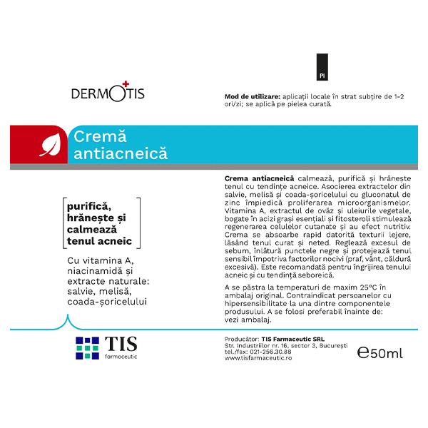 CREMA, LOTIUNE ANTIACNEICA DERMOTIS, 50ml, TIS Farmaceutic la Nana Plafar [2]