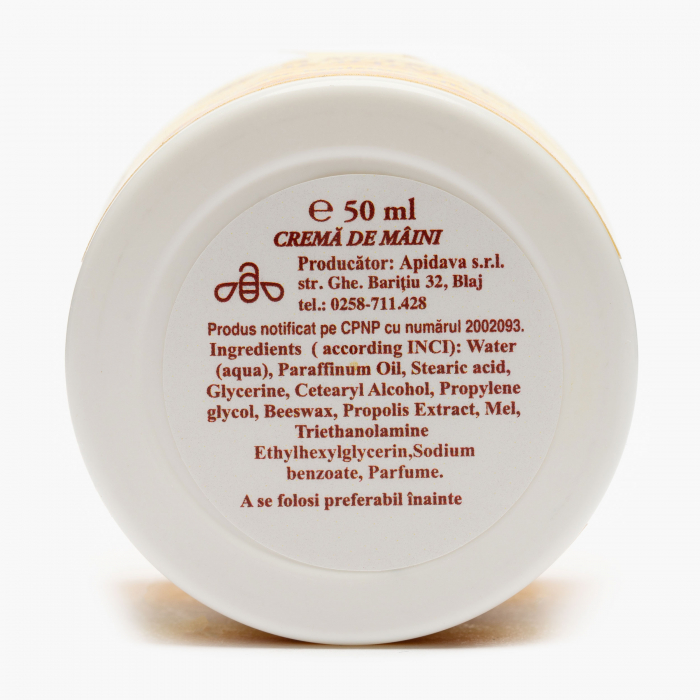 Crema nutritiva de maini cu Miere, Propolis, Ceara de albine, 50 ml - APIDAVA [3]
