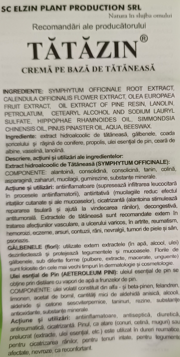 CREMA pe baza de TATANEASA, Tatazin, 50 ml, Elzin Plant la Nana Plafar [3]