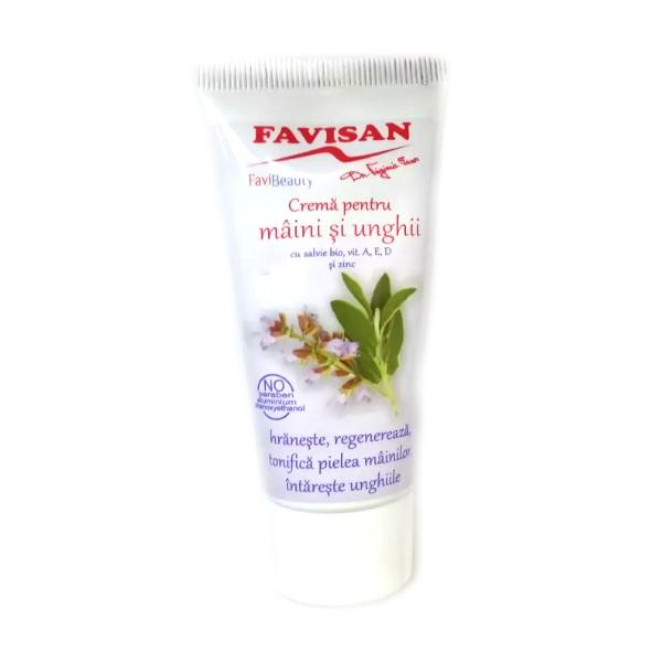 Crema pentru  Maini si Unghii, cu Salvie, Vitamina A, E, D si Zinc, 50ml, Favisan [1]