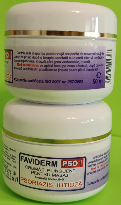 CREMA tip Unguent pentru Masaj Faviderm PSO1, PSO 2, Psoriazis, Ihtioza, 50ML, Favisan la Nana Plafar [2]