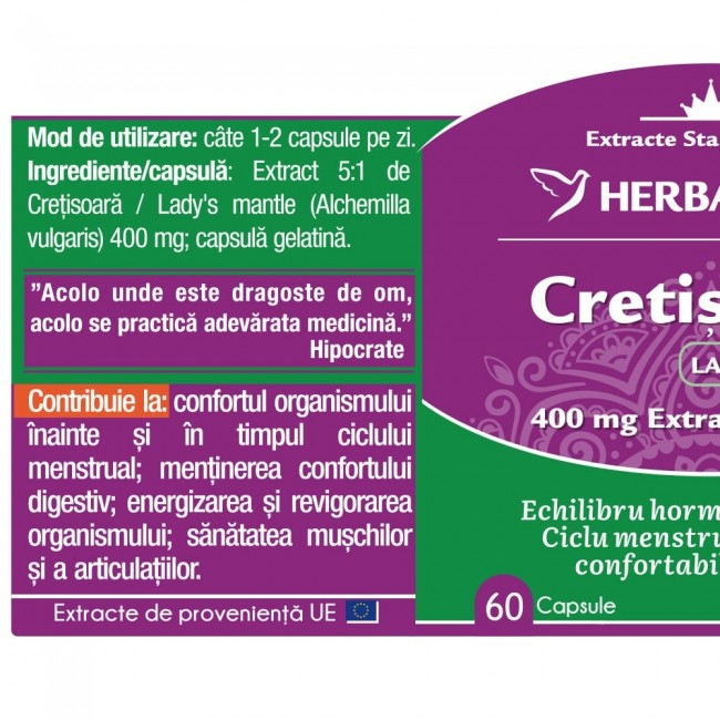 CRETISOARA 400mg Lady’s Mantle, 60 capsule, Herbagetica [2]