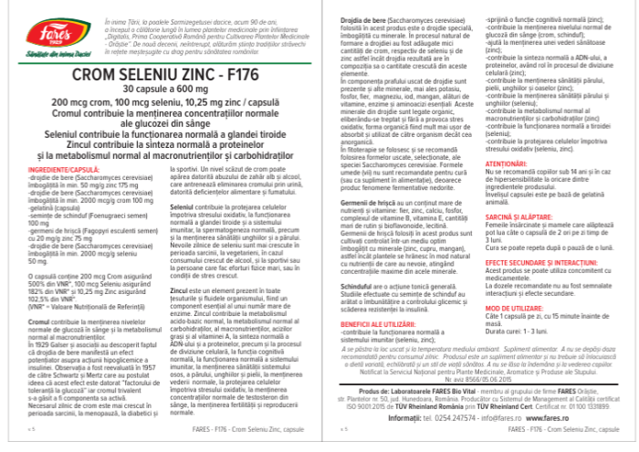Crom Seleniu Zinc, F176, 30 capsule, Fares [4]
